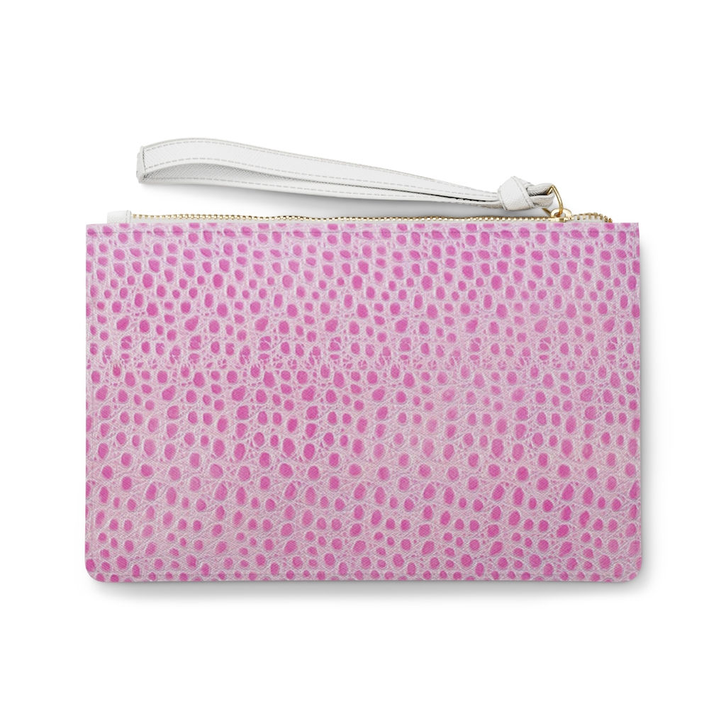 Pink Snakeskin Print Vegan Leather Clutch Bag-Makeup Cosmetic Bag-Animal Print