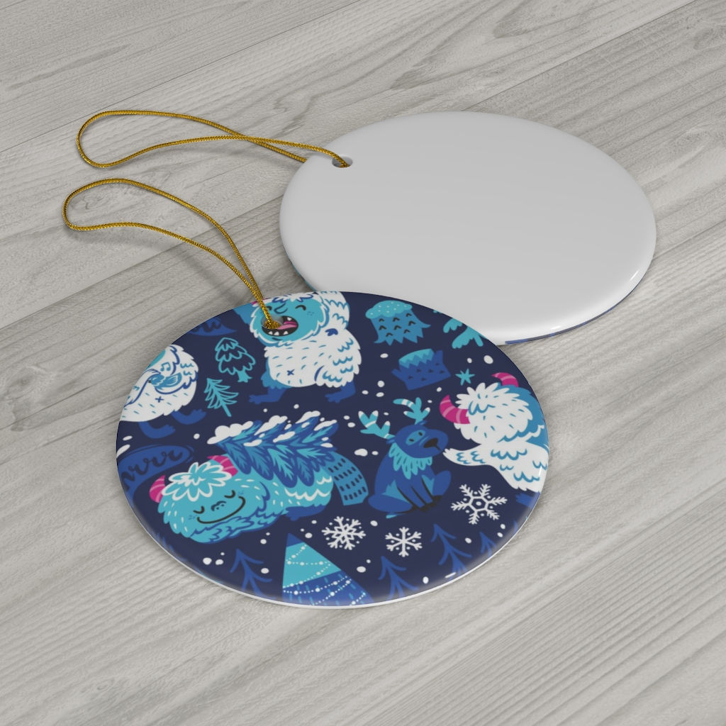Yetis One Sided Print Ceramic Ornament-Animal Lover