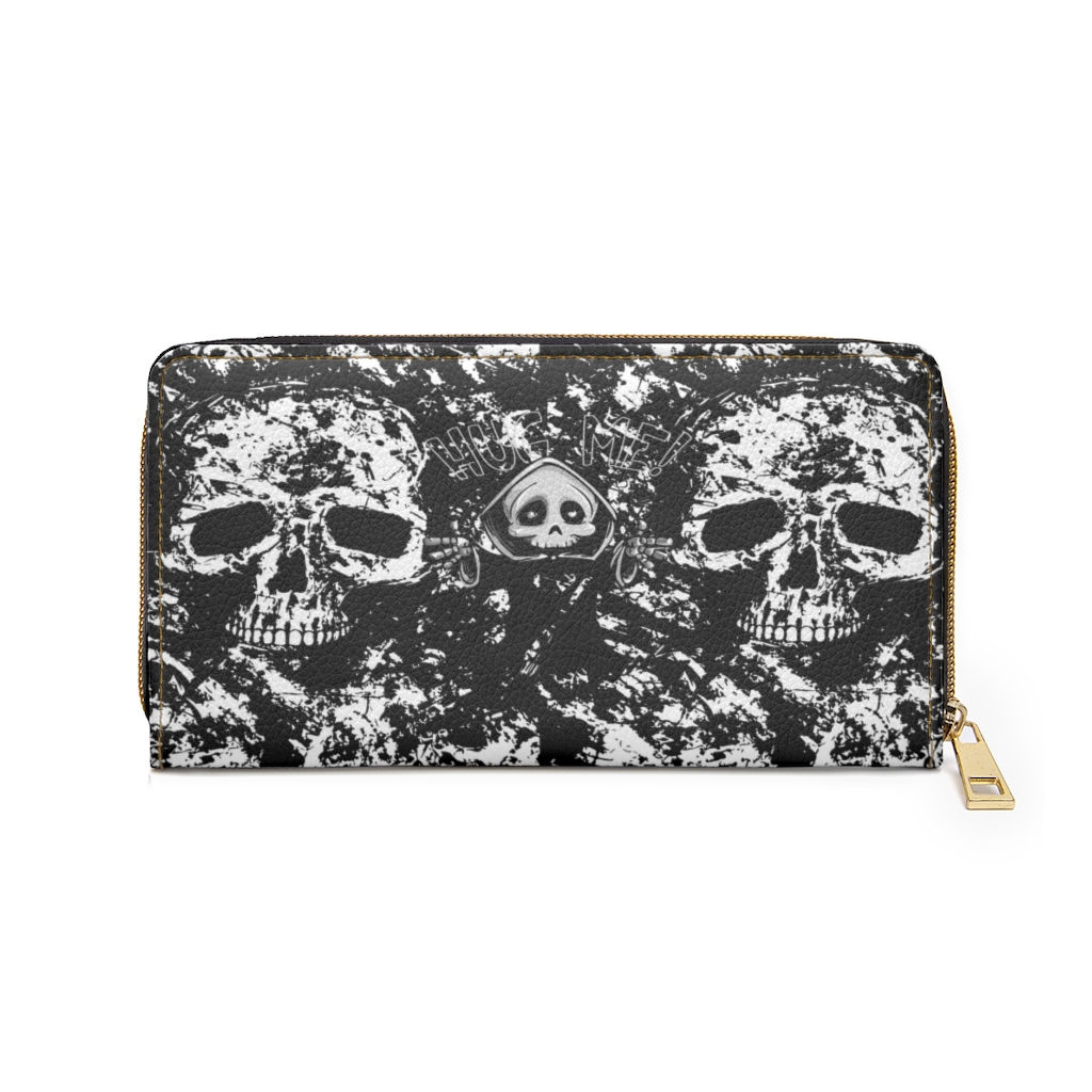 Skull Headed Faux Leather Zipper Wallet-Women Wallet-Wallets For Women-Gothic
