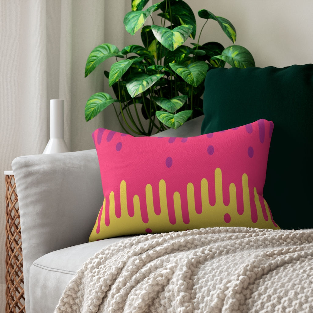 Colorful Paint Dripping Spun Lumbar Pillow-Living Room-Bedroom-Patio Pillow