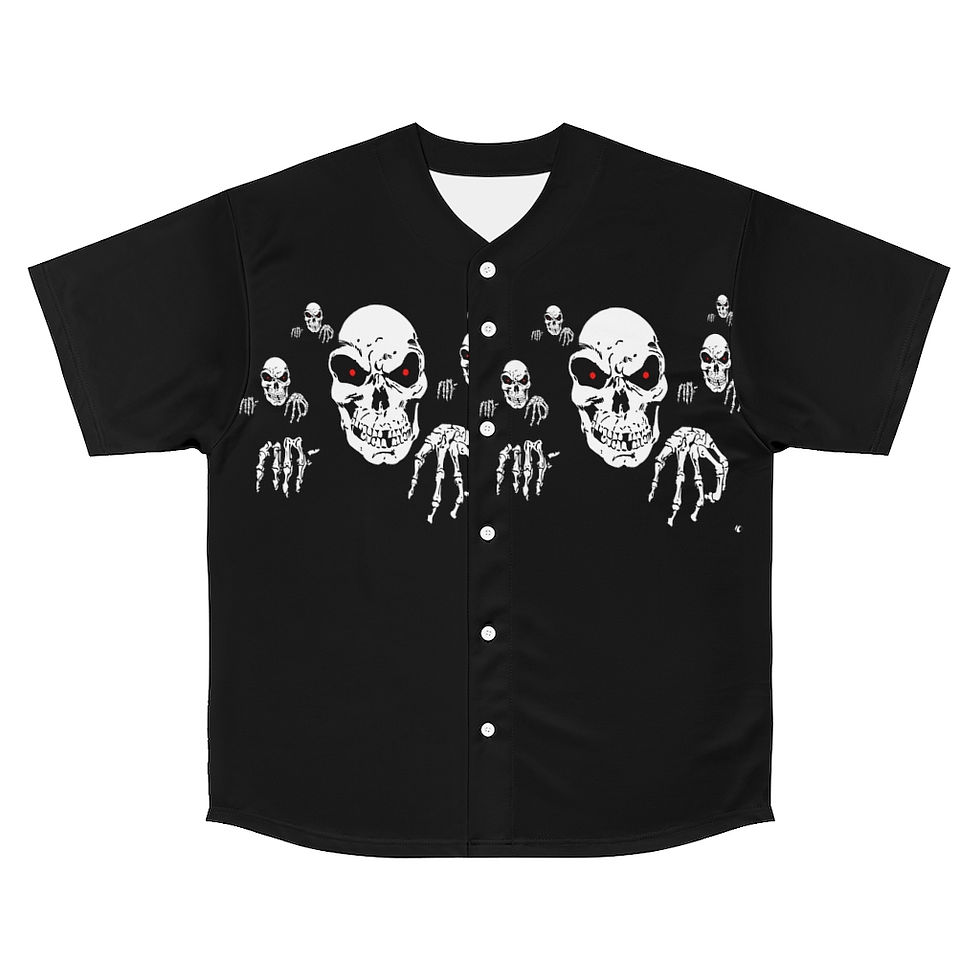 縮圖：Skull Headed Print Men's Baseball Athletic Streetwear Jersey-Gothic
