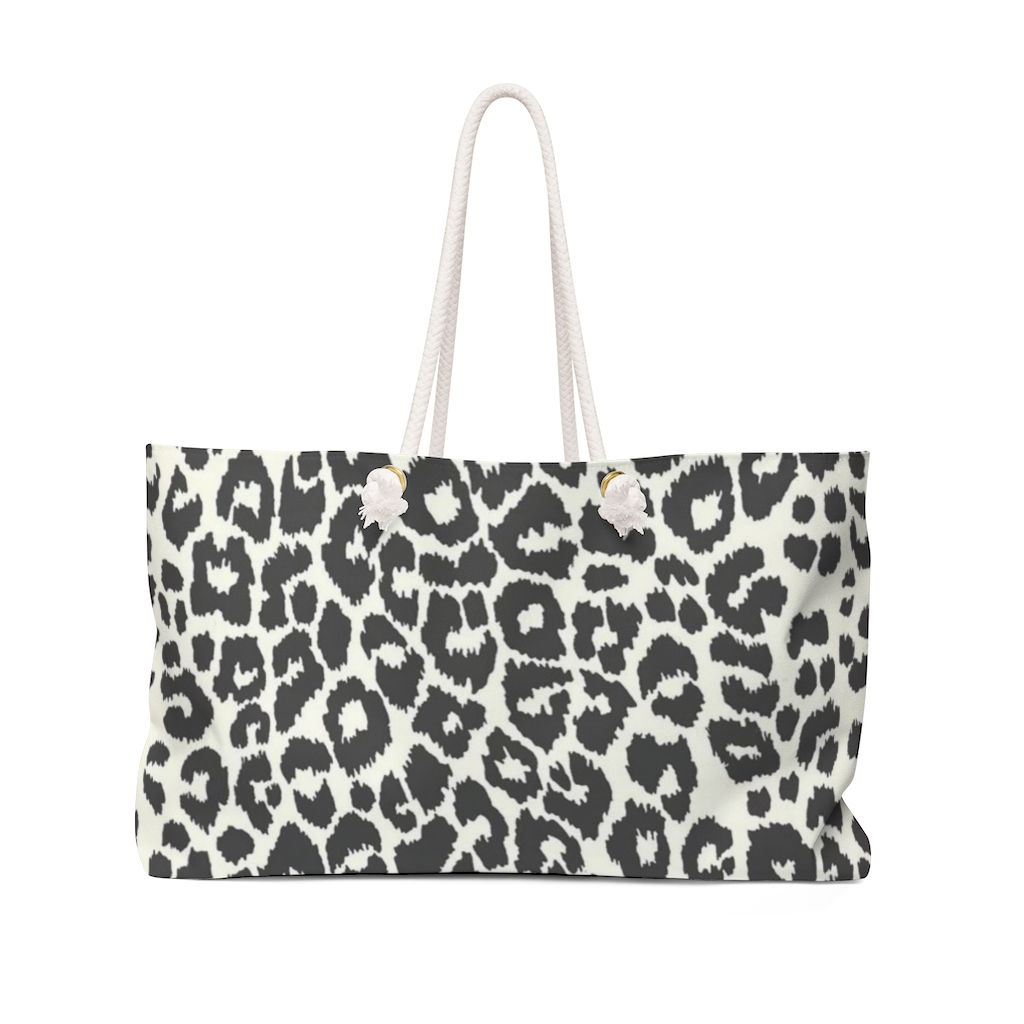 Black & Beige Leopard Weekender Bag-Animal Print-Birthday Bag-Travel Bag