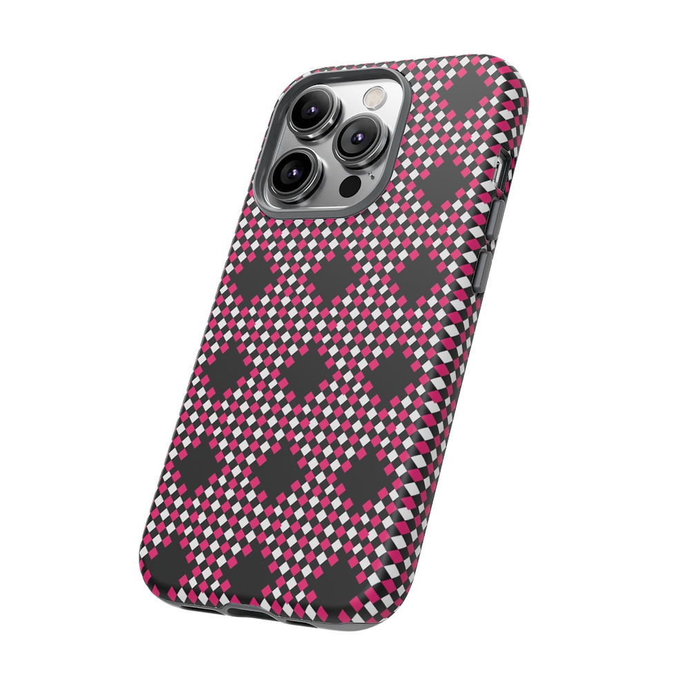 Thumbnail: Black White & Pink Diamond Shape Tough iPhone 14 Case-iPhone 14-iPhone Case