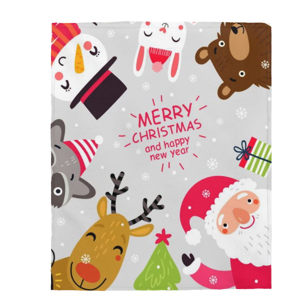 Thumbnail: Santa & Friends Christmas Velveteen Plush Blanket-Cozy Blanket-Comfy Blanket