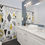 थंबनेल: 71" x 74" Black & White Memphis Shower Curtain-Bathroom Decor-Abstract Curtain