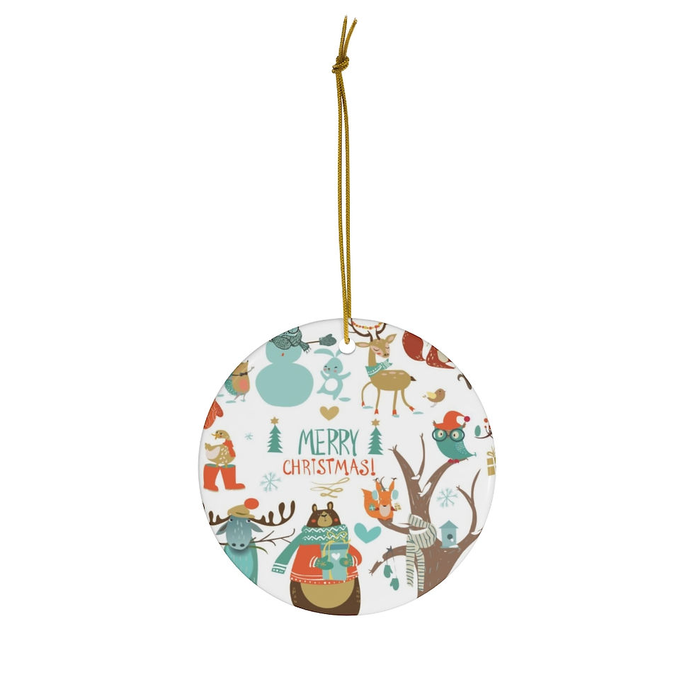 Thumbnail: Wild Animals One Sided Print Ceramic Ornament-Animal Lover