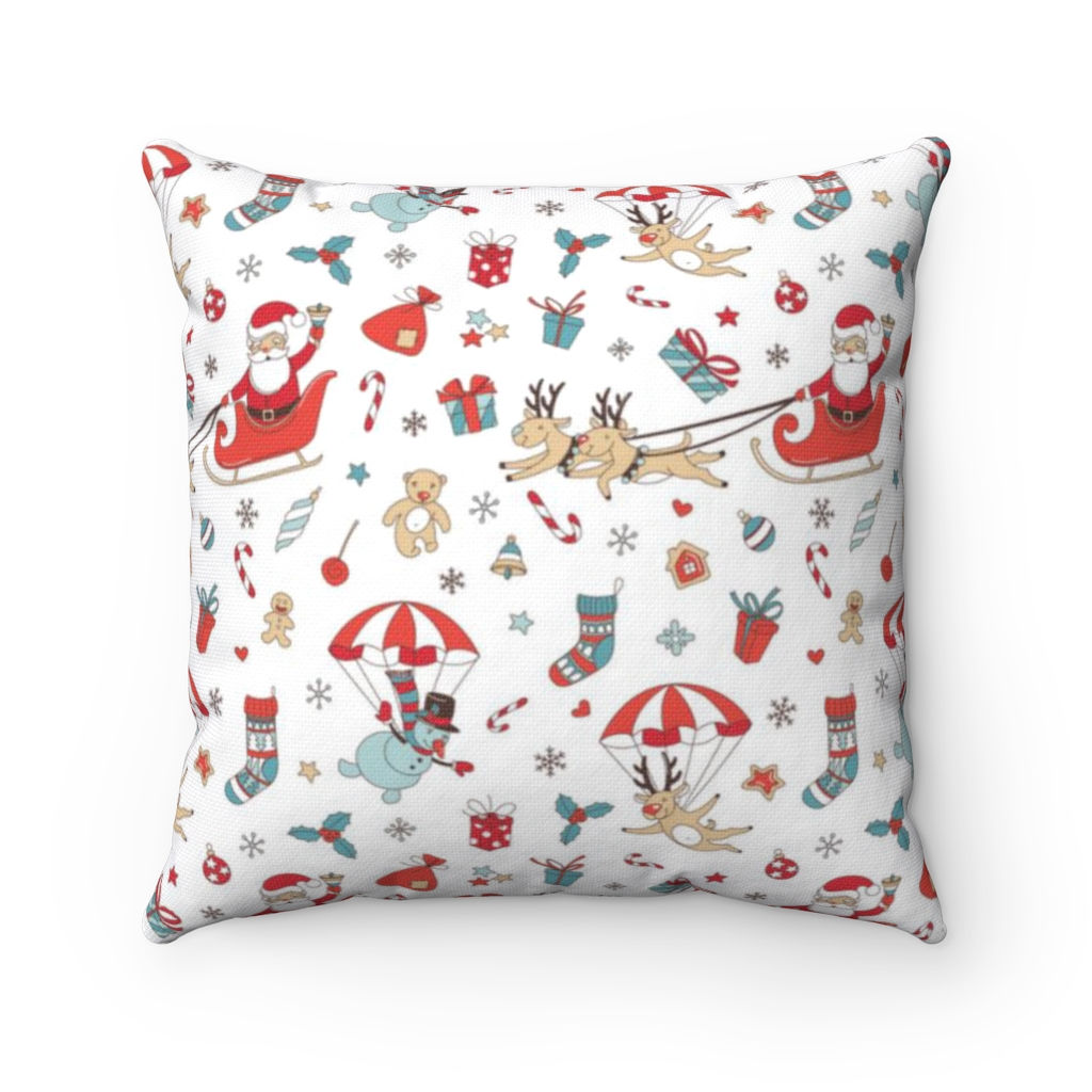 Santa Claus Xmas Novelty Spun Square Pillow-Living Room-Bedroom-Patio Pillow