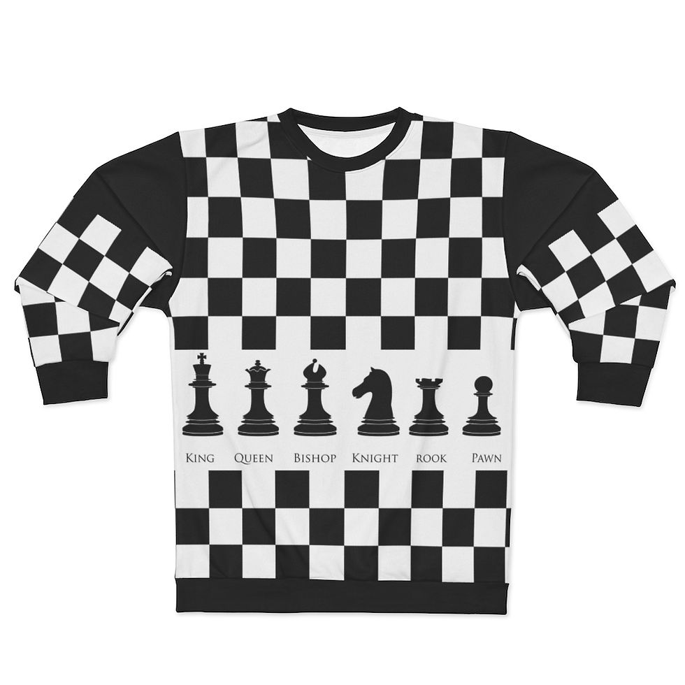 Thumbnail: Black & White Checkered Chess Pieces Athletic Streetwear Sweatshirt