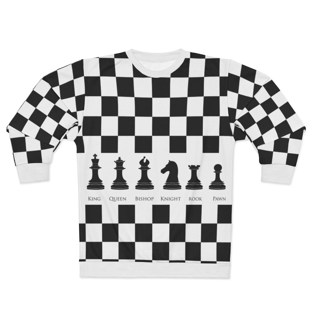 White & Black Checkered Chess Pieces Athletic Streetwear Sweatshirt