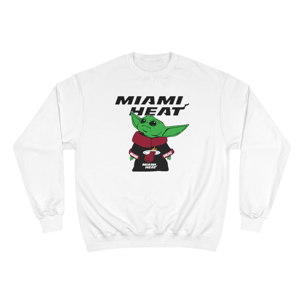 Baby Yoda-Miami Heat Women's Crewneck Champion Sweatshirt-Star Wars