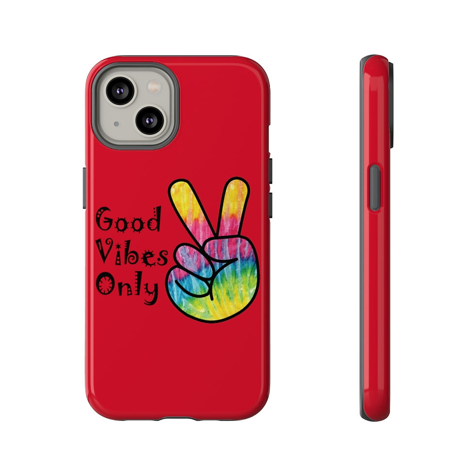Thumbnail: Good Vibes Only Dark Red Tough iPhone 14 Case-iPhone 13 Case-iPhone Case-iPhone 