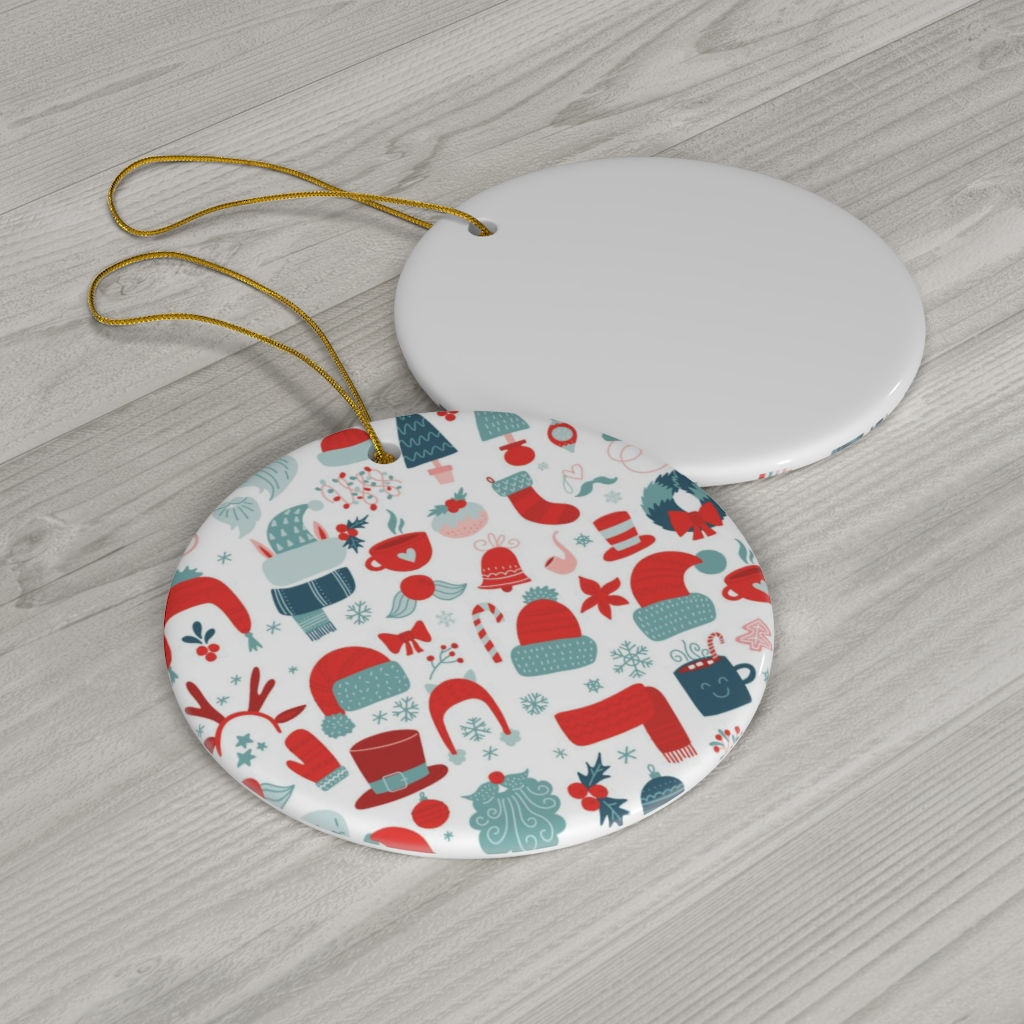 Christmas Novelty One Sided Print Ceramic Ornament-Light-Christmas Tree