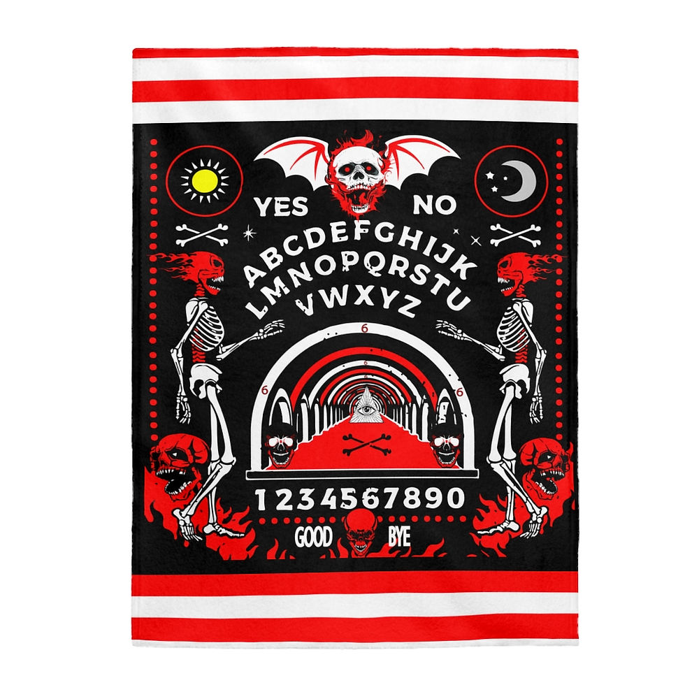 Thumbnail: Ouija Board Velvet Plush Blanket-Cozy Blanket-Skull Blanket-Skeleton Blanket