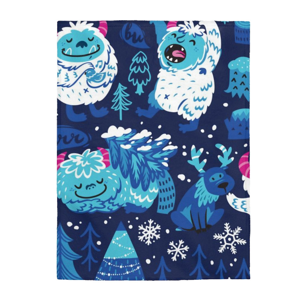 Thumbnail: Animal Lovers Velveteen Plush Blanket-Cozy Blanket-Comfy Blanket-Yetis 