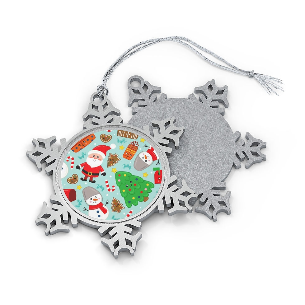 Santa Claus Pewter Snowflake Ornament-Christmas Tree-Christmas Lights