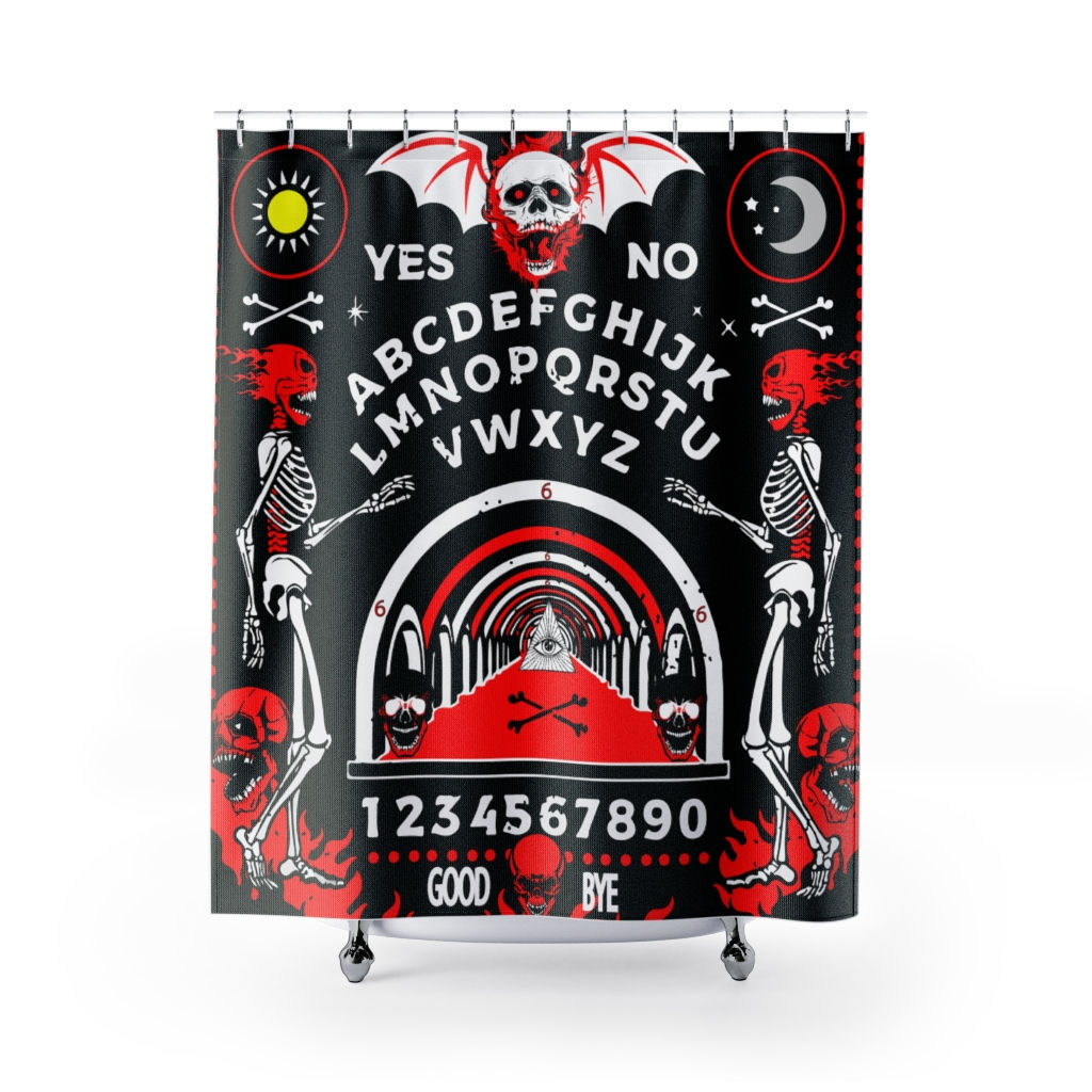71" x 74" Ouija Board Shower Curtain-Bathroom Decor-Skull Headed