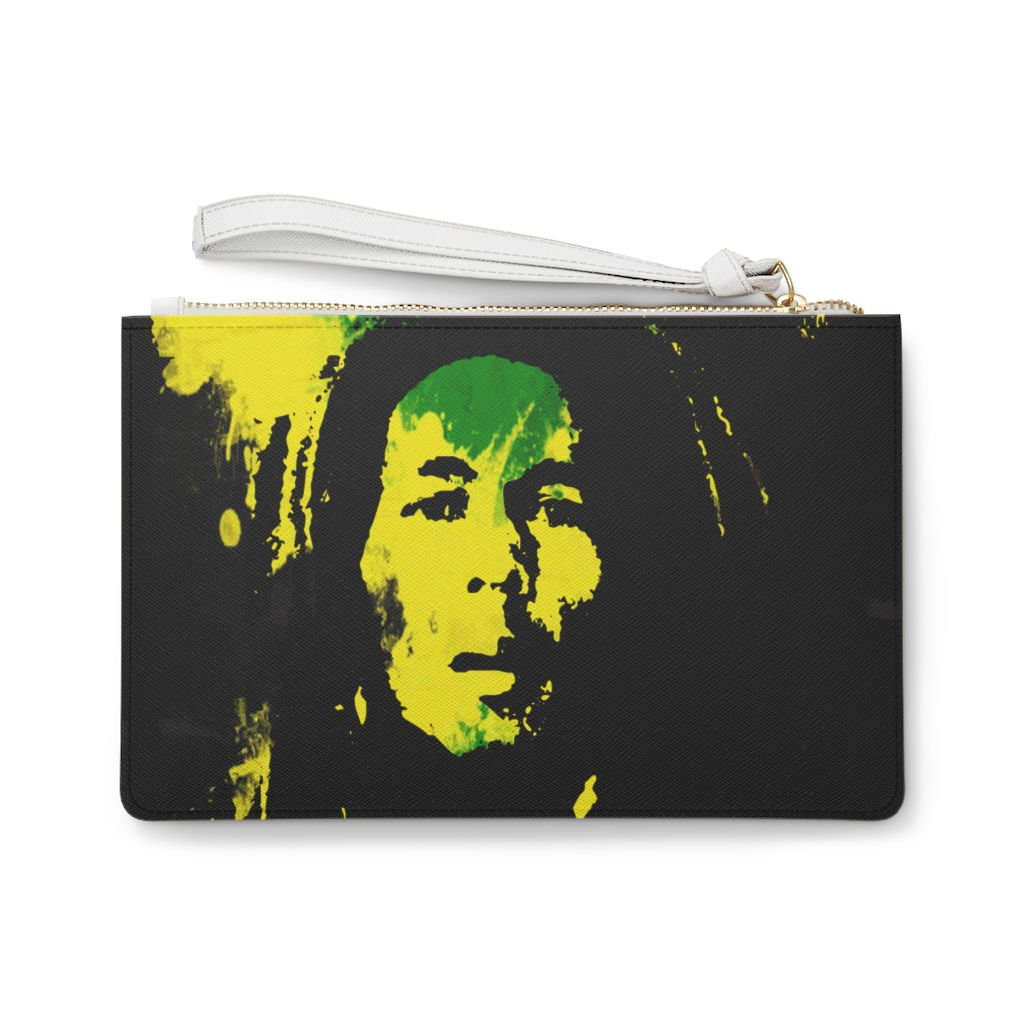 Bob Marley Vegan Leather Clutch Women Makeup Bag-Rasta Colors-Caribbean-Jamaica