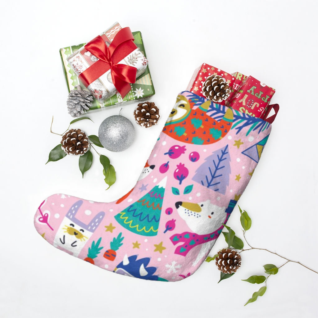 Polar Bear,Bunny & Sloth Christmas Stocking-Personalized-Customized-Animal Lover