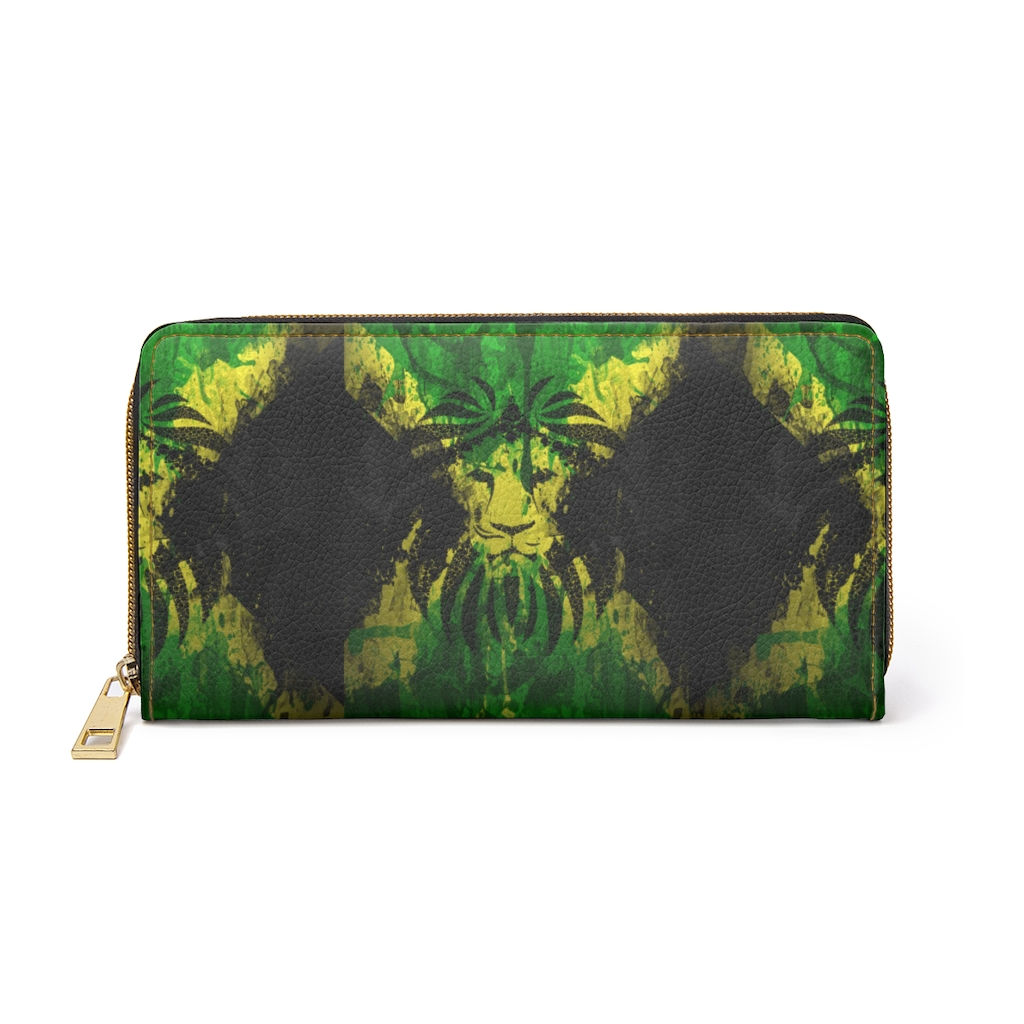 Jamaica Flag Faux Leather Zipper Wallet-Caribbean-Lion-Reggae Music-Women Wallet