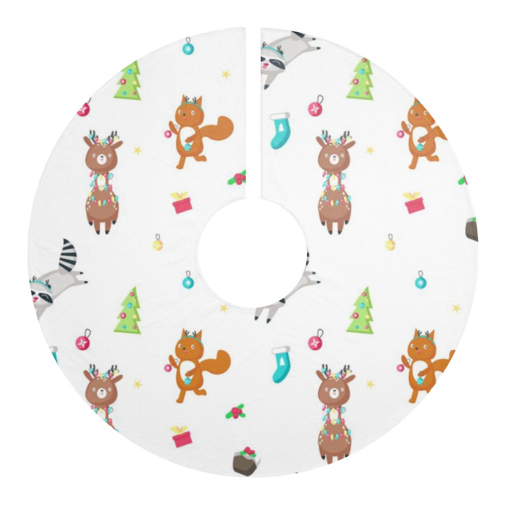 Christmas Novelty Tree Skirt-Christmas Tree-Christmas Lights-Wild Animals