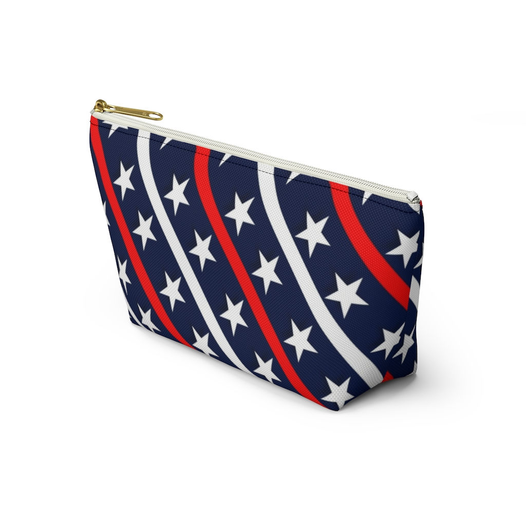 Red,Blue & White Accessory Pouch w T-bottom-Makeup Bags-Cosmetic Bag-Gift of Her