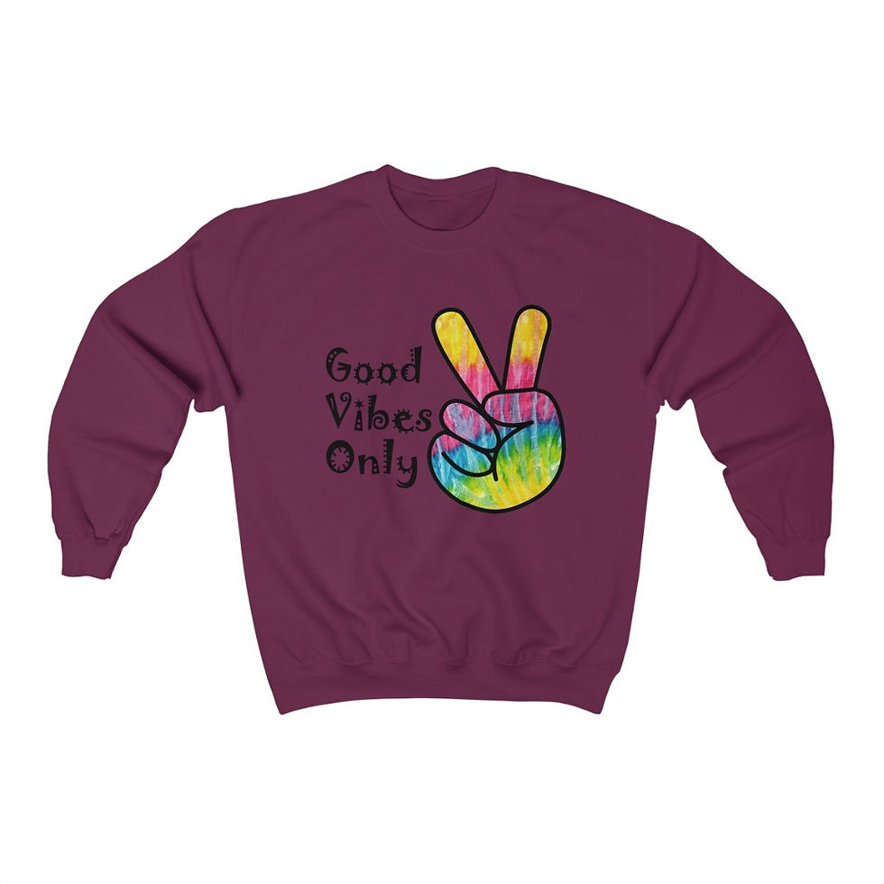 Thumbnail: Good Vibes Only Women's Crewneck Sweatshirt-Colorful Peace Sign-LGBTQ