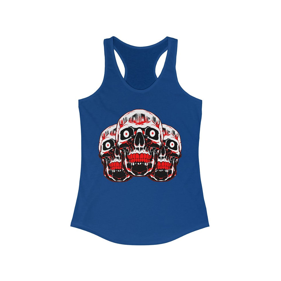 Thumbnail: Skull Headed Red,White & Black Racerback Tank Top Shirt-Fitness Top-Fashion Top