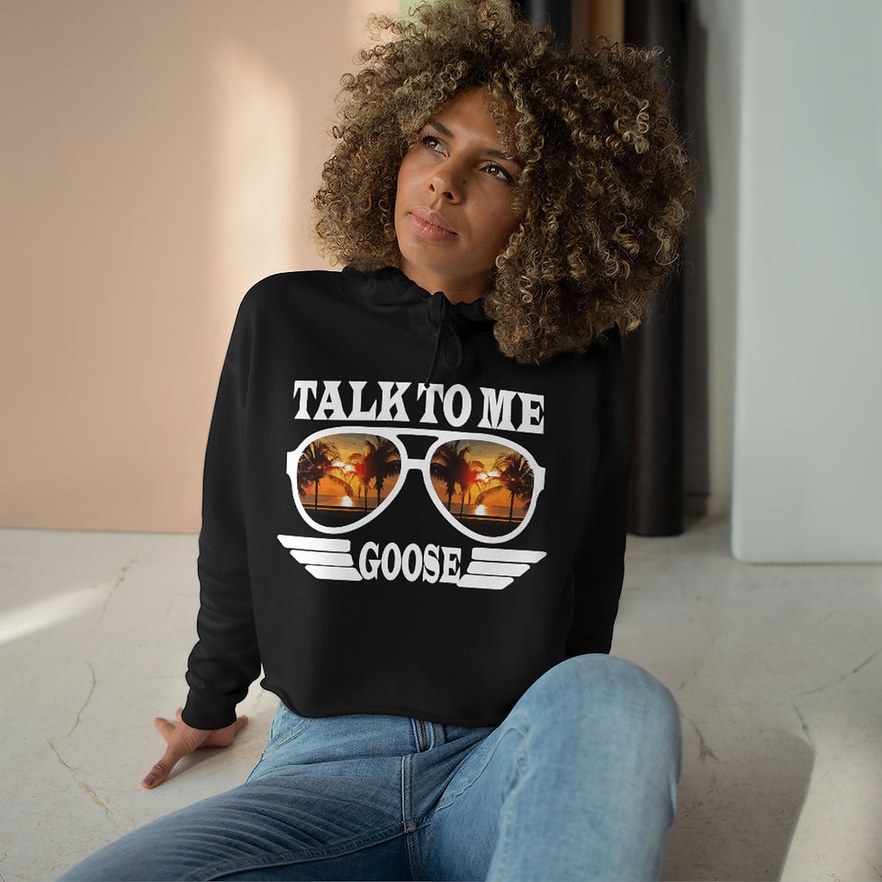 Sīktēls: Talk To Me Goose Women's Drawstring Crop Top Hoodie Sweatshirt-Top Gun