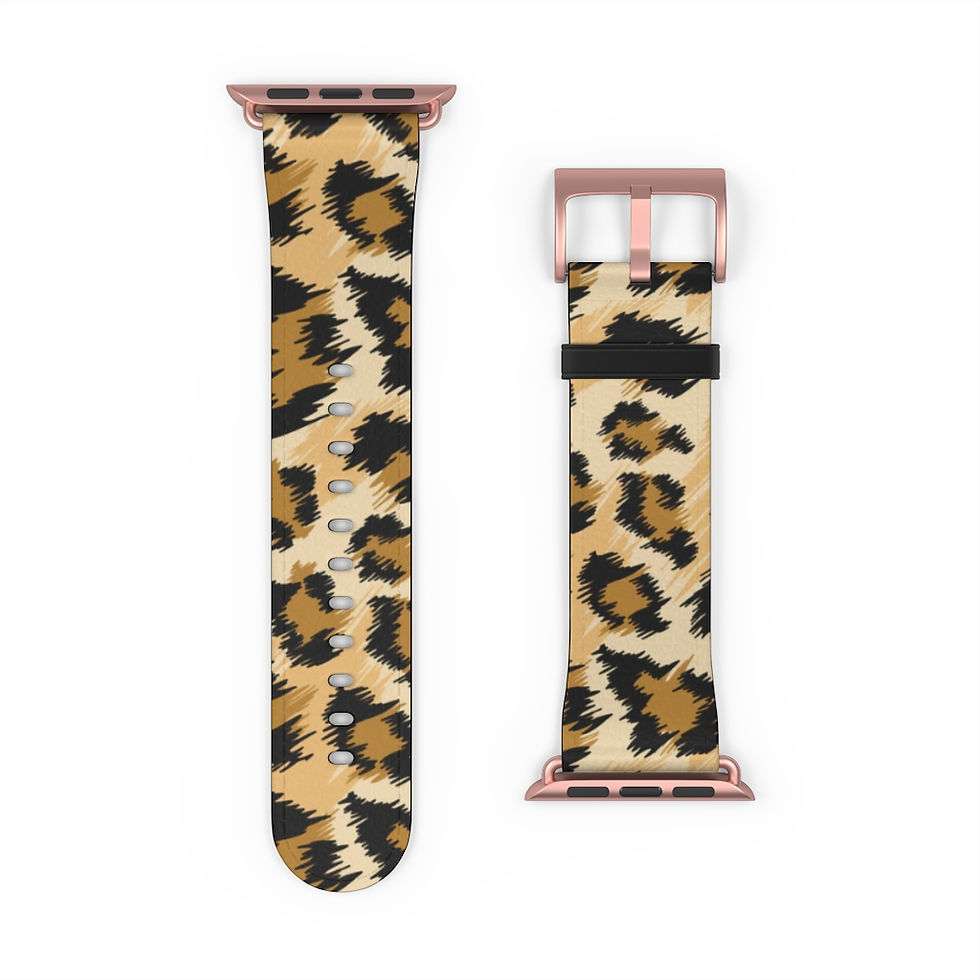 Thumbnail: Brown Leopard Print Faux Leather Apple Watch Band-Series 1 2 3 4 5-38,42mm