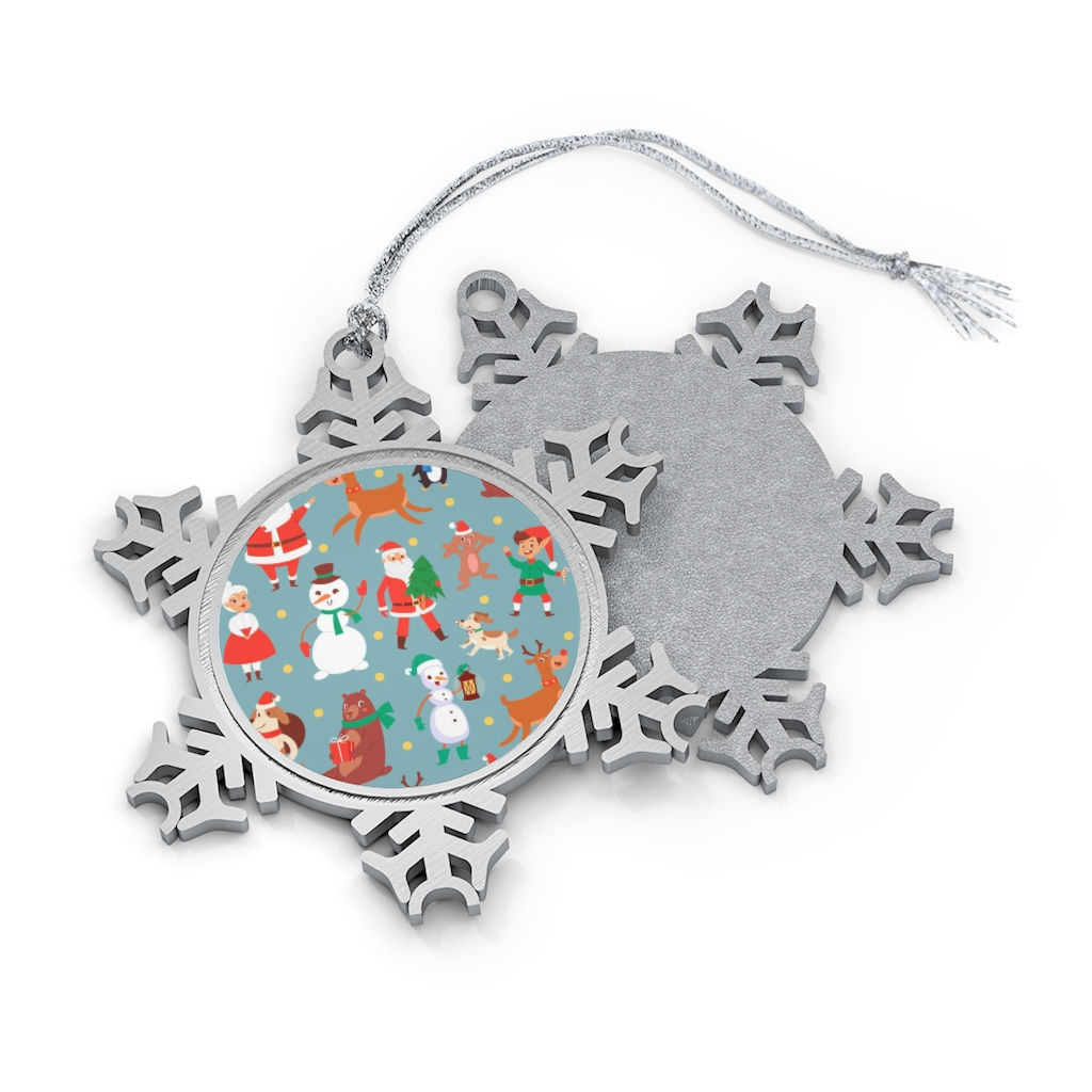 Santa & Friends Pewter Snowflake Ornament-Christmas Tree-Christmas Lights
