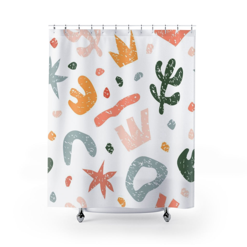 71" x 74" Geometric Shower Curtain-Bathroom Decor-Cactus-Stars