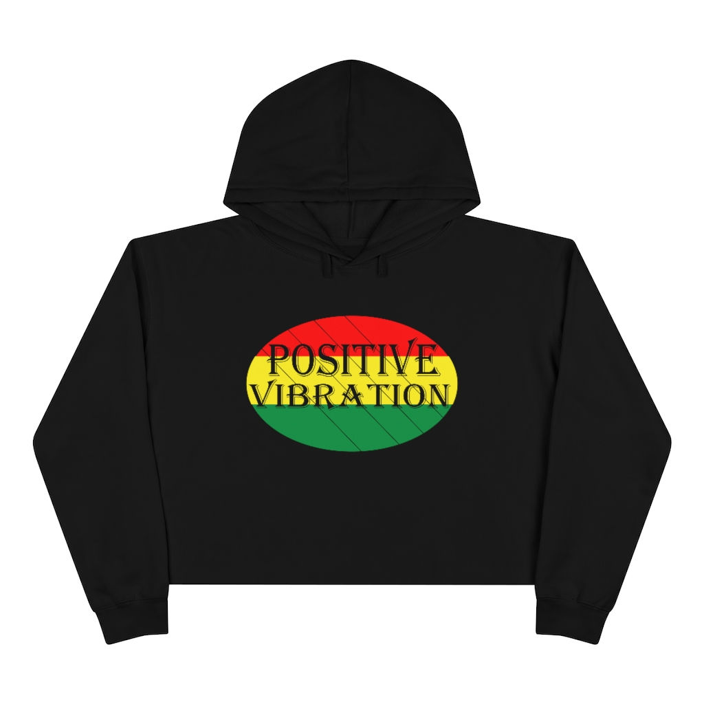 Positive Vibration Rasta Colors Women's Crop Top Hoodie Sweatshirt-Caribbean