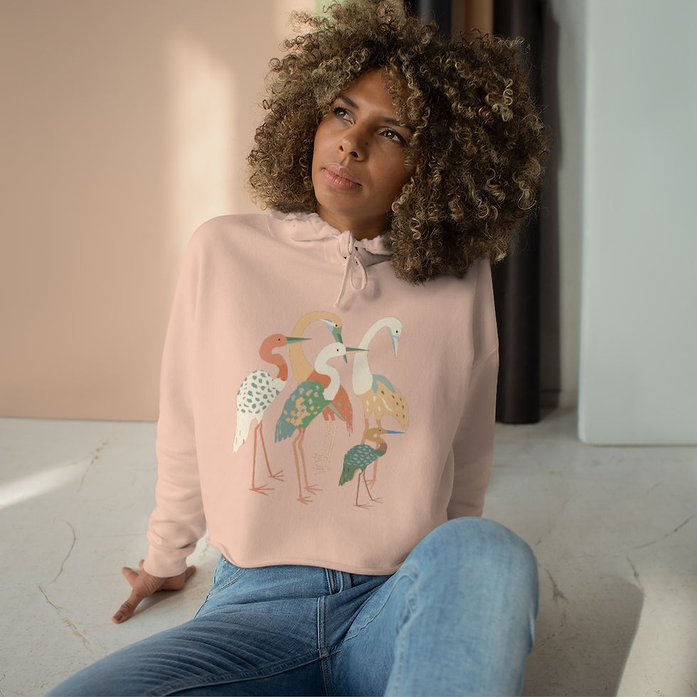 Thumbnail: Crane Bird Women's Crop Top Hoodie Sweatshirt-Bird Lover-Nature Lover