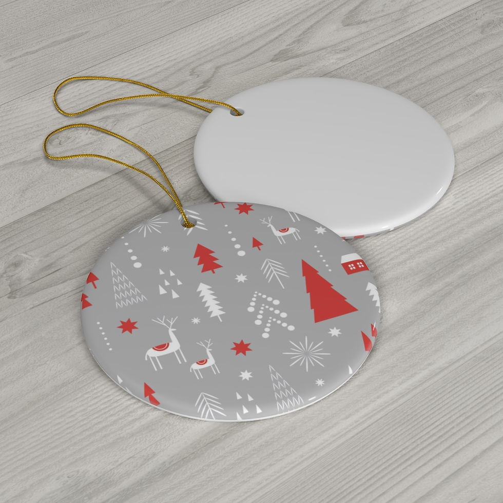 Christmas Tree One Sided Print Ceramic Ornament-Christmas Light-Christmas Tree
