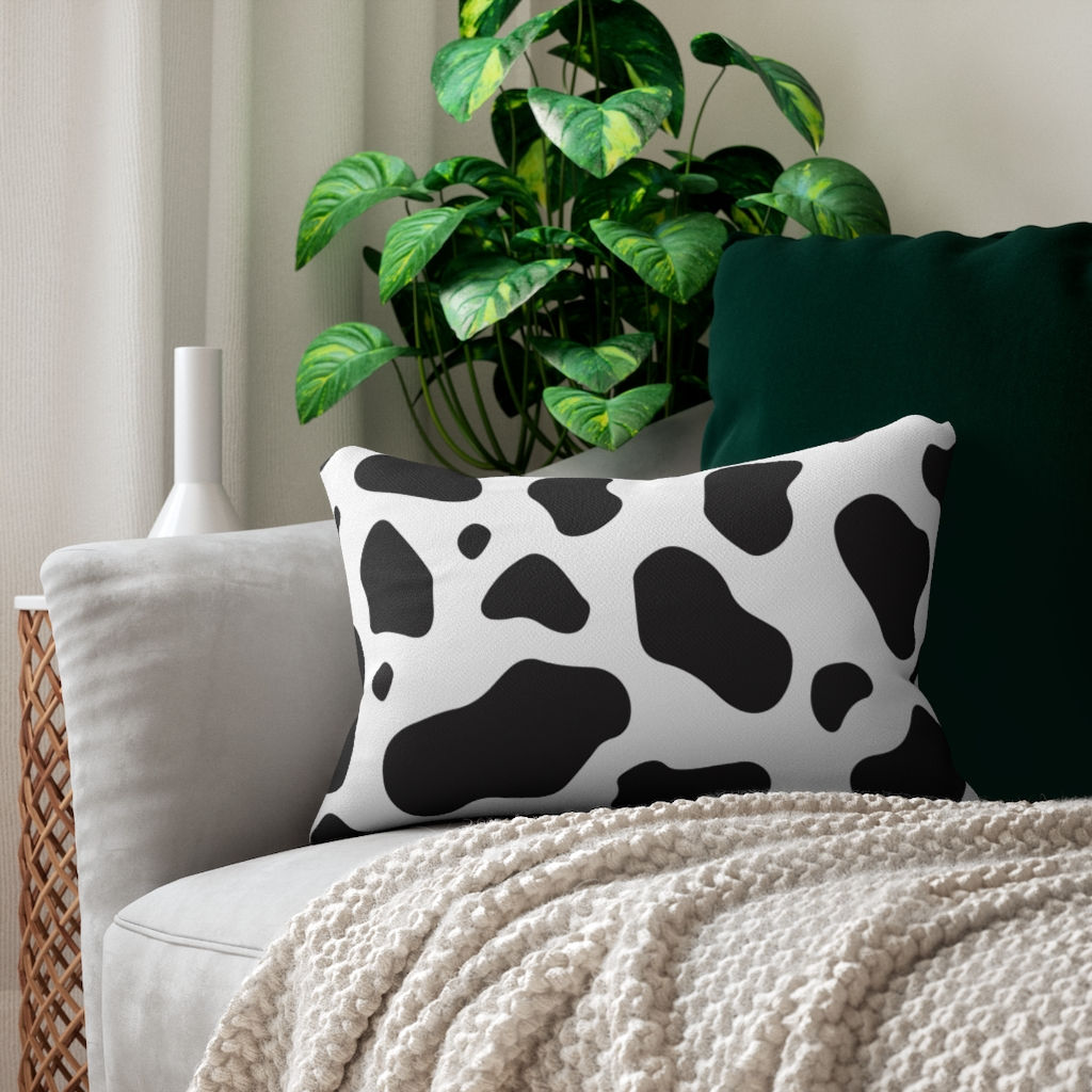 Cow Print Lumbar Pillow-Living Room-Bedroom-Patio Pillow-Animal Print