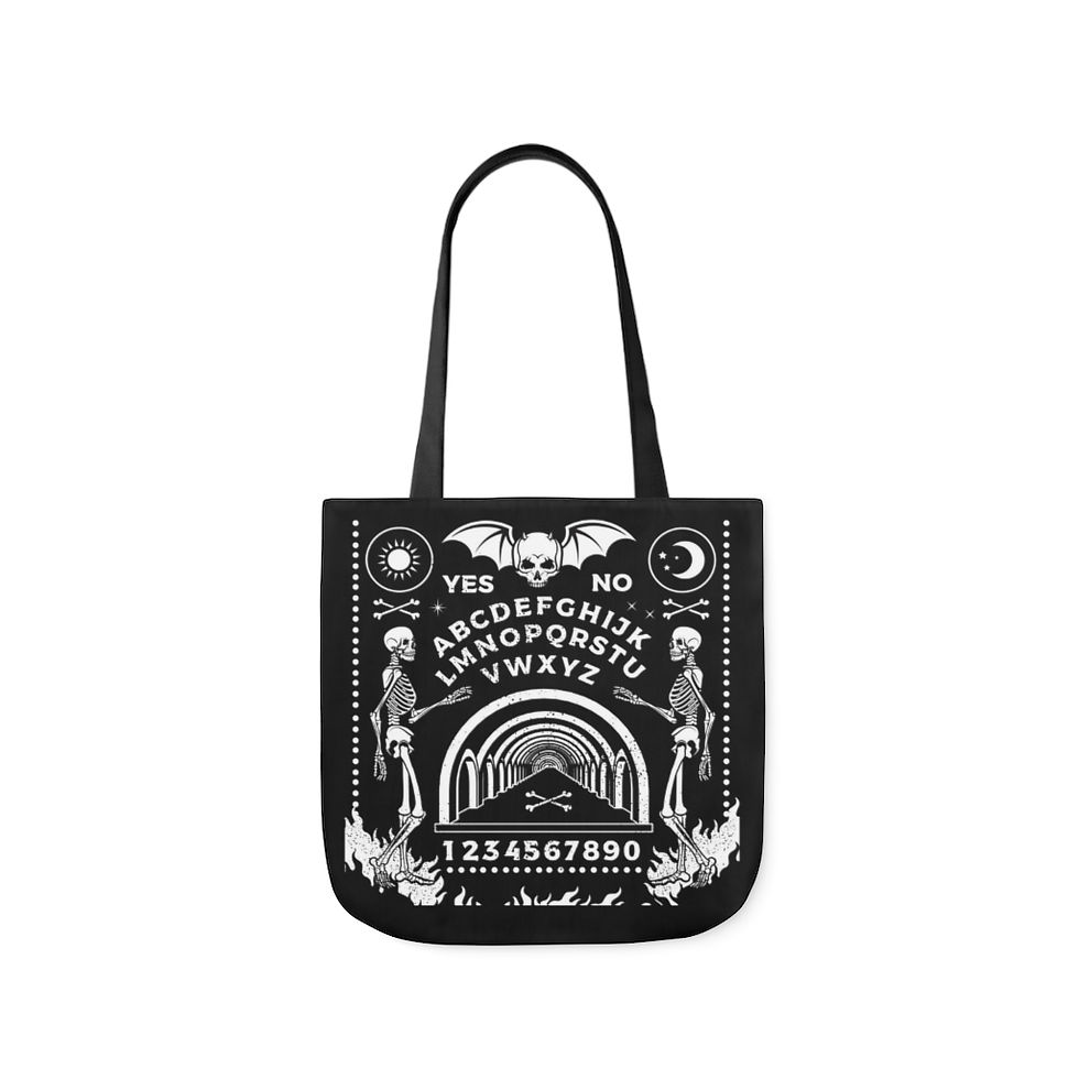 Thumbnail: Ouija Board Canvas Tote Bag-Book Bag-Grocery Bag-Beach Tote-Skulls,Goth