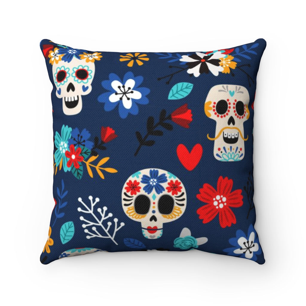 Day of The Dead-Sugar Skull Square Pillow-Living Room-Bedroom-Patio Pillow