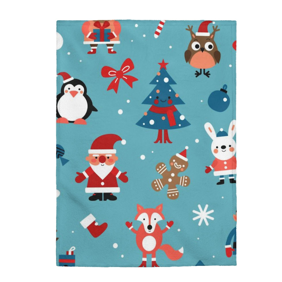 Thumbnail: Santa & Friends Christmas Velveteen Plush Blanket-Cozy Blanket-Comfy Blanket