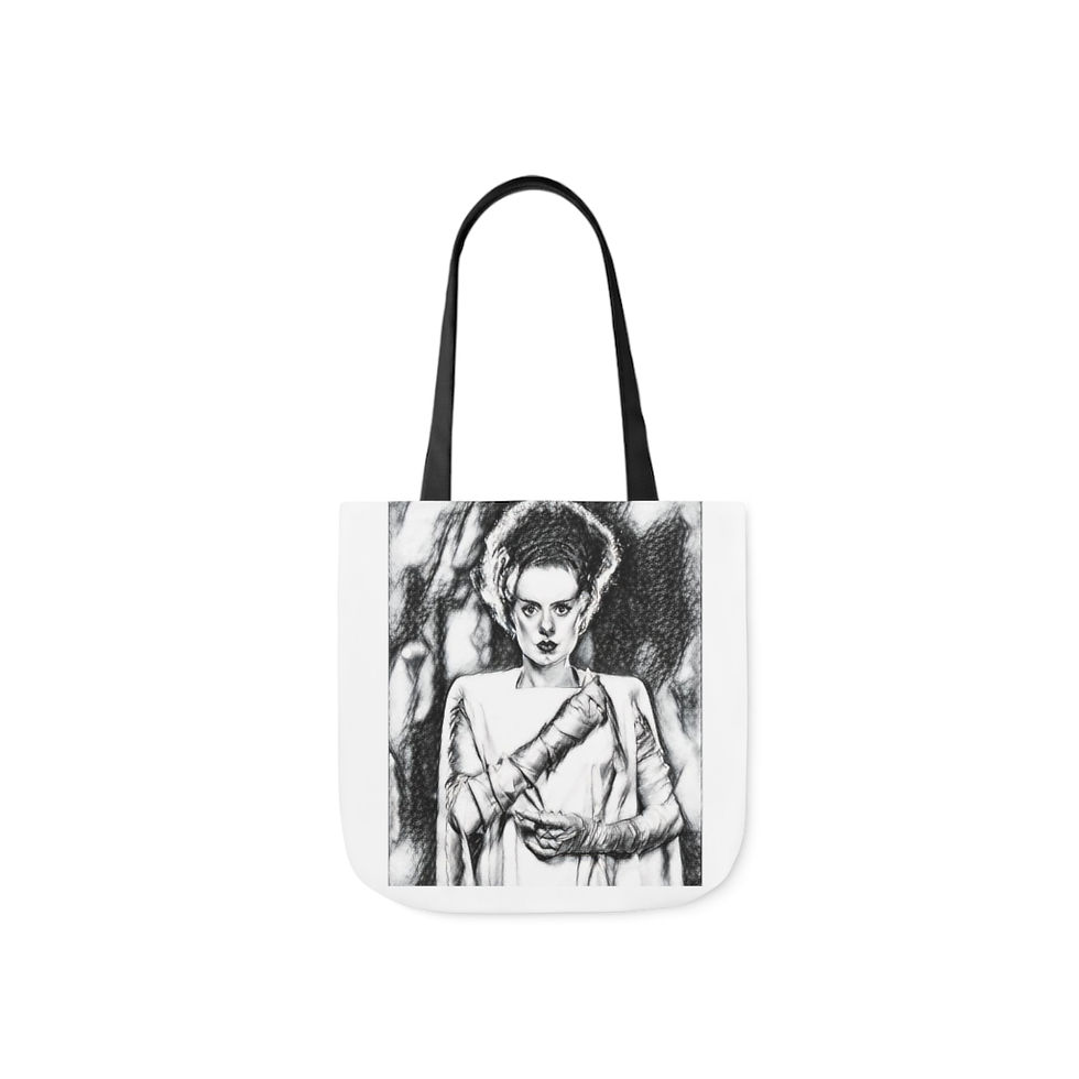 תמונה ממוזערת: Bride of Frankenstein Canvas Tote Bag-Book Bag-Grocery Bag-Beach Tote-Goth-Bags