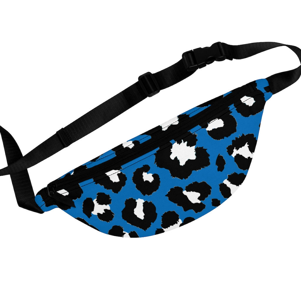Blue & Black leopard Fanny Pack-Animal Print-Beach Bag-Birthday-Travel Bag