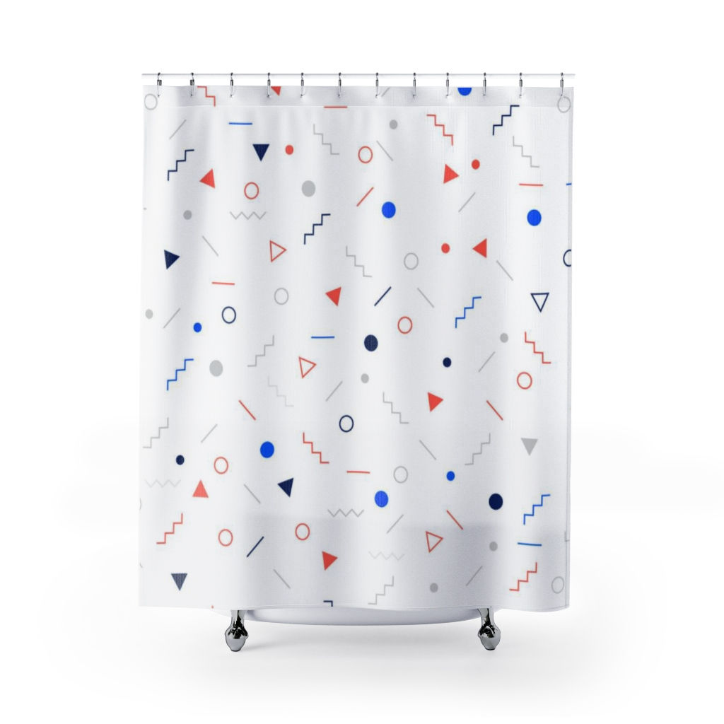 71" x 74" Memphis Design Shower Curtain-Bathroom Decor-Abstract Curtain