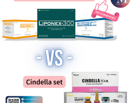 เปรียบเทียบ popular Cindella set with Snow white drip set เซทซินเดลล่า กับชุดสโนวไวท์เซท glutanex drip