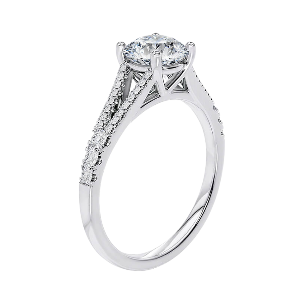 Thumbnail: Daphne - Split Shank Pavé 2ct Round Cut Lab Diamond