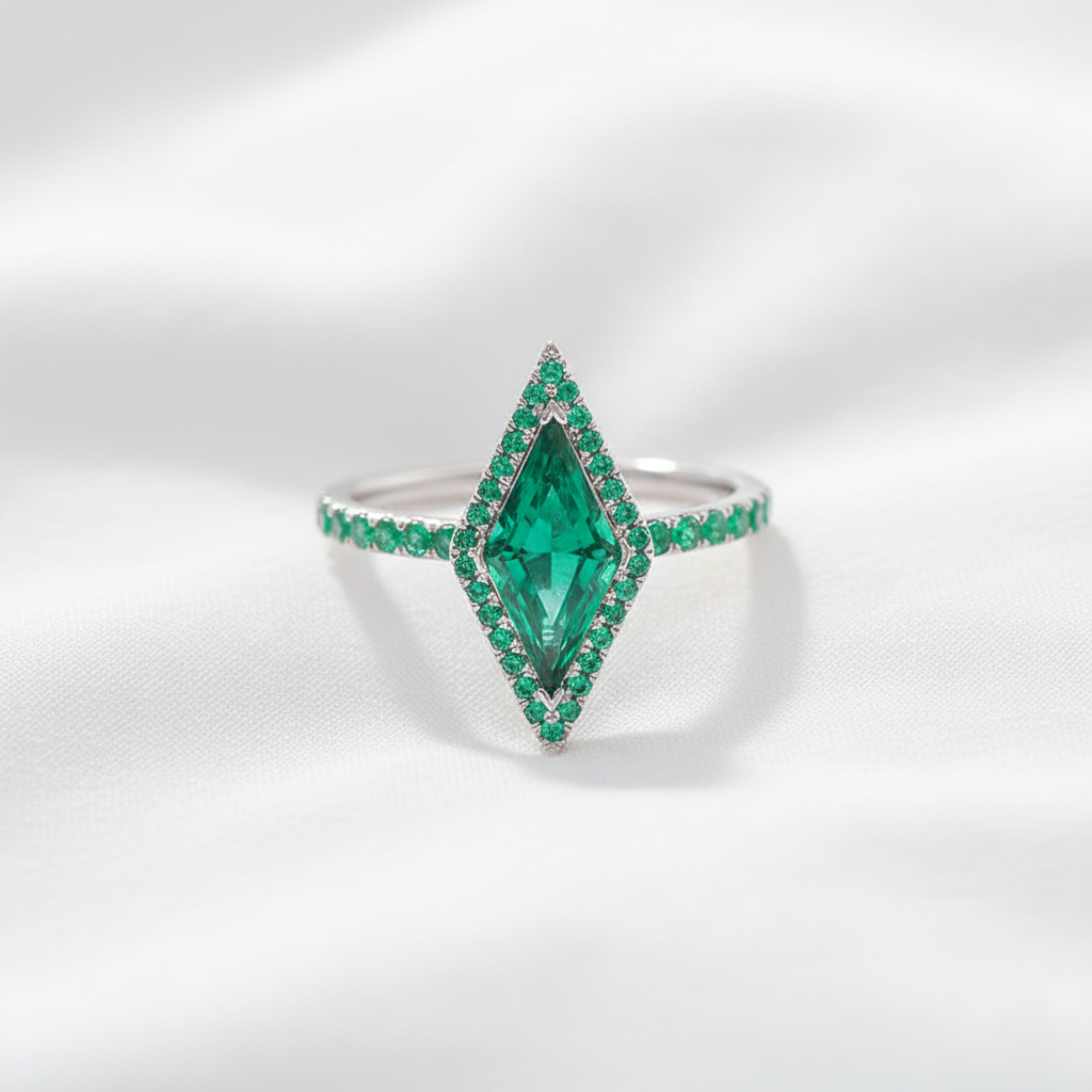 Maeve — Marquise Emerald Halo Ring