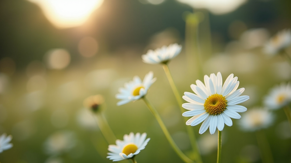 Close-up view of fresh chamomile flowers in a natural setting