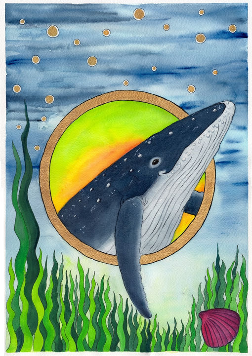 whale in an underwater landscape