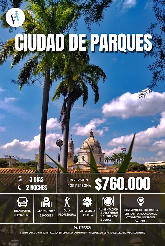 Descubre la belleza de Bucaramanga con nuestras experiencias turísticas únicas. Visita el Parque Cerro del Santísimo, un monumento artístico de 37 metros que ofrece vistas panorámicas a los cuatro municipios del Área Metropolitana. Probaras la deliciosa oblea en Floridablanca y disfruta de la historia colonial en Girón, uno de los “Pueblos Patrimonio” de Colombia. Finaliza tu aventura con una foto inolvidable en el icónico Viaducto Provincial. ¡Ven y vive estas experiencias que te dejarán con recuerdos para toda la vida!”