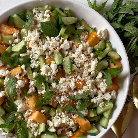Cantaloupe Salad with Cucumber & Feta