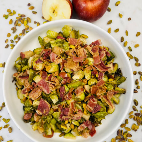 Roasted Brussels Sprouts with Apples and Pistachios