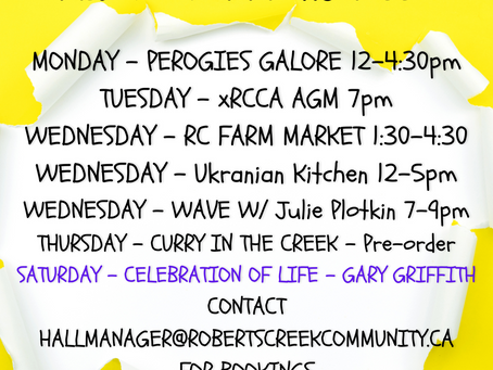 This week at the Xwesam-Roberts Creek Hall